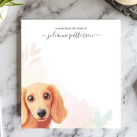 Cute Long Haired Dachshund Dog Personalized Name Notepad