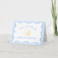 Lemons Blue Tiles Italian Maid of Honor Proposal Card