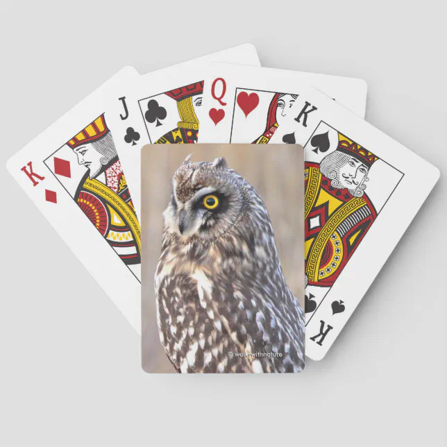 Portrait of a Short-Eared Owl Poker Cards