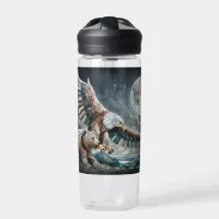 Mosaic Ai Art | Brown Bear and an Eagle Full Moon Water Bottle