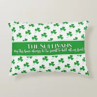 Irish shamrocks pattern personalized cozy home accent pillow