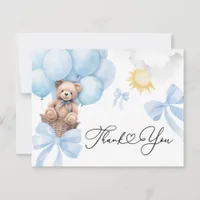 Flat Thank You Blue Bear Card 