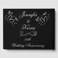 Silver Foil on Black 25th Wedding Anniversary | Foil Guest Book