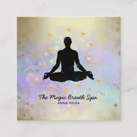 *~* Zen Man Yoga Gold Meditation  Mindfulness Square Business Card