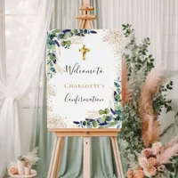 Confirmation eucalyptus greenery cross welcome foam board