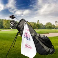 Pink cart name  golf towel