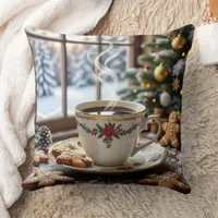 Warm Coffee and Gingerbread Cookies Christmas Throw Pillow