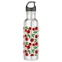 Red Cherries All Over Pattern Stainless Steel Water Bottle