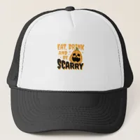 Eat Drink And Be Scary Halloween Pumpkin Vintage G Trucker Hat