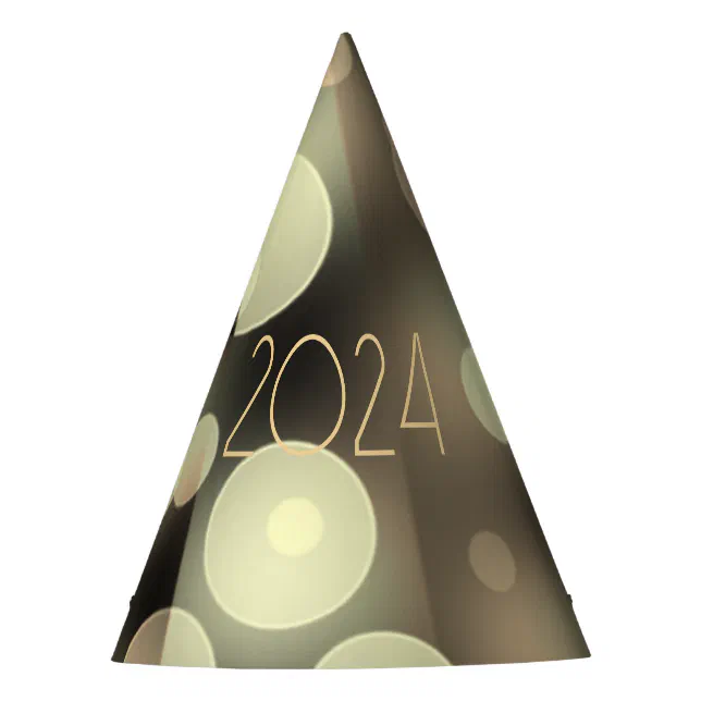 2024 new year with golden bubbles party hat