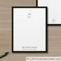 Sophisticated Black Gold Monogram Initials Logo Letterhead