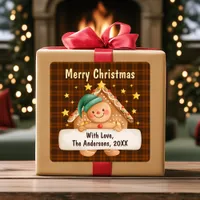 Cute Gingerbread Merry Christmas Custom Gift Square Sticker