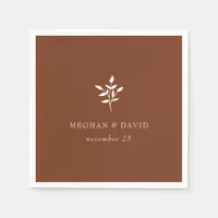 Rustic Terracotta Simple Modern Botanical Wedding Napkins