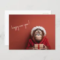 Orangutan Santa Happy New Year Postcard