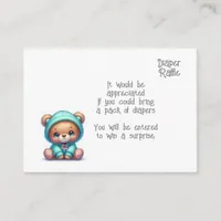 Baby diaper raffle enclosure card