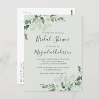 Sage Green Eucalyptus Bridal Shower Invitation Postcard