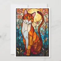 Stained Glass Style Orange and White Cat Flat Card