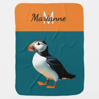 Atlantic Puffin Wildlife Sea Bird Monogrammed Baby Blanket