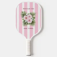 Coastal Chic Beach Club Pink Stripe Tropical Pickleball Paddle