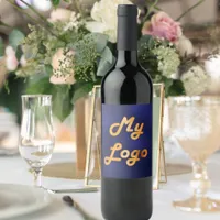 Navy blue logo image business wine label