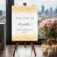 Birthday party white gold confetti welcome foam board