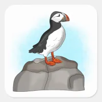 Cute Hand drawn Puffin Square Sticker