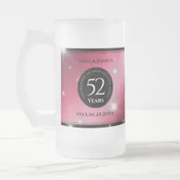 Elegant 52nd Star Ruby Wedding Anniversary Frosted Glass Beer Mug