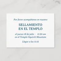 Blue Spanish Minimalist Temple Sealing Invitation