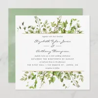 Watercolor Greenery Wedding Invitation