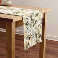 Handpainted Elegant Feminine Eyes Colorful Leaves  Short Table Runner