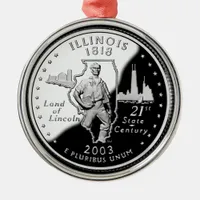 State Quarter of Illinois Reverse Side Faux Metal Ornament