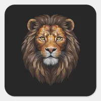 Mosaic Lion Portrait stained glass effect designer Square Sticker