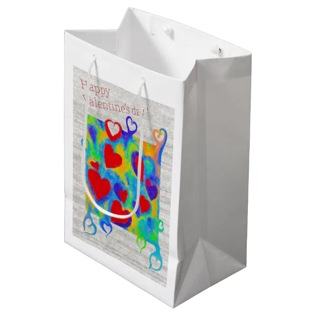 Modern colorful hearts painting-Valentine’s day Medium Gift Bag