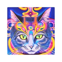 AI Generated Artsy Mystical Spiritual Cat Metal Print