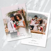 Modern Script Photo Wedding Thank You Card