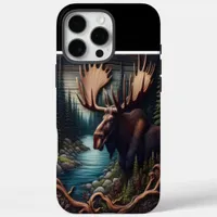 Carved Moose by a Stream iPhone 16 Pro Max Case