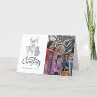 Watercolor Winter Deer Christmas photo Holiday Card