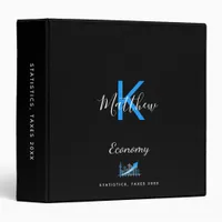 Monogram black blue economy home office 3 ring binder