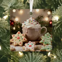 Hot Cocoa and Sugar Cookies | Christmas Metal Ornament