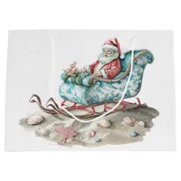 Chinoiserie Santa Sleigh on Beach Large Gift Bag