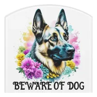 German Shepherd Beware of Dog Door Sign