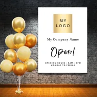 White black open store business logo name foam board