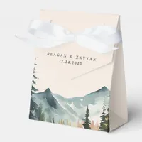 Watercolor Mountains And Pines  Wedding Favor Boxes