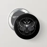 Deaths Head Hawk Moth Black Goth Button