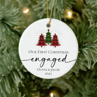 Our First Christmas Engaged Photo Ceramic Ornament