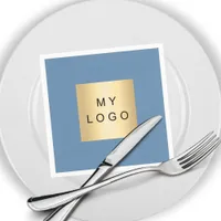 Dusty blue business logo napkins