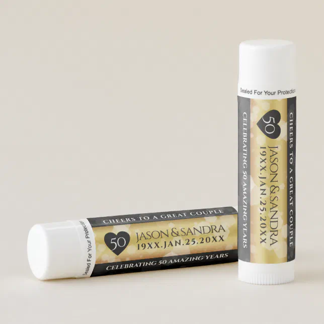 Elegant 50th Golden Wedding Anniversary Lip Balm