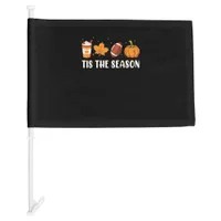 Tis The Season Pumpkin Leaf Latte Fall Thanksgivin Car Flag