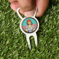 Pretty Retro Pinup Lady with Gold Ball Pop Art  Divot Tool