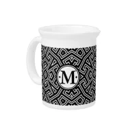 Geometric Pattern Monogram Black and White ID149 Pitcher